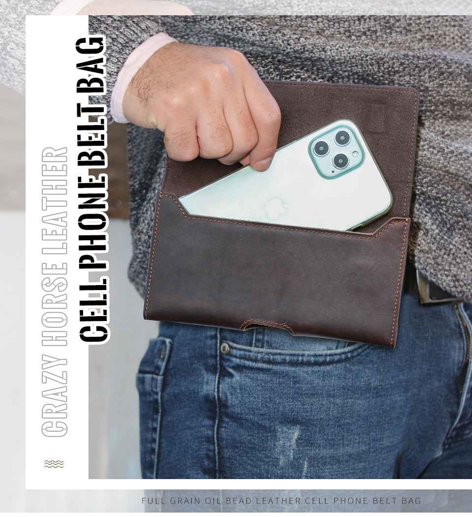 Contacts Family Phone Holster – Leather Belt Case for 6.7" Phones
