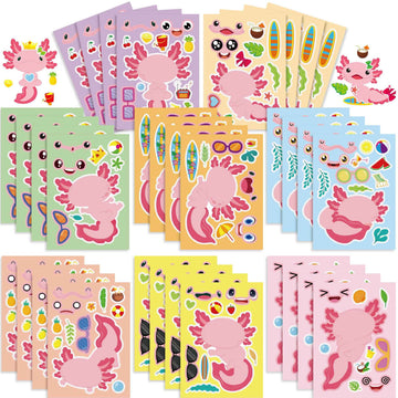 Make a Face Cartoon Axolotl Animal DIY Stickers for Kids 24 Sheets