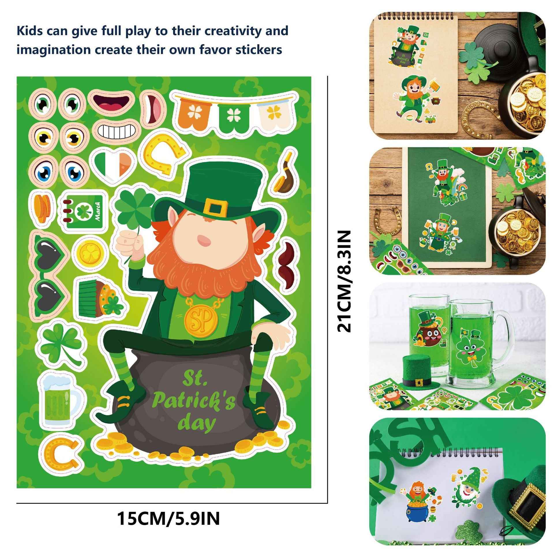 Make a Face St. Patrick's Day Stickers for Kids 32 Sheets