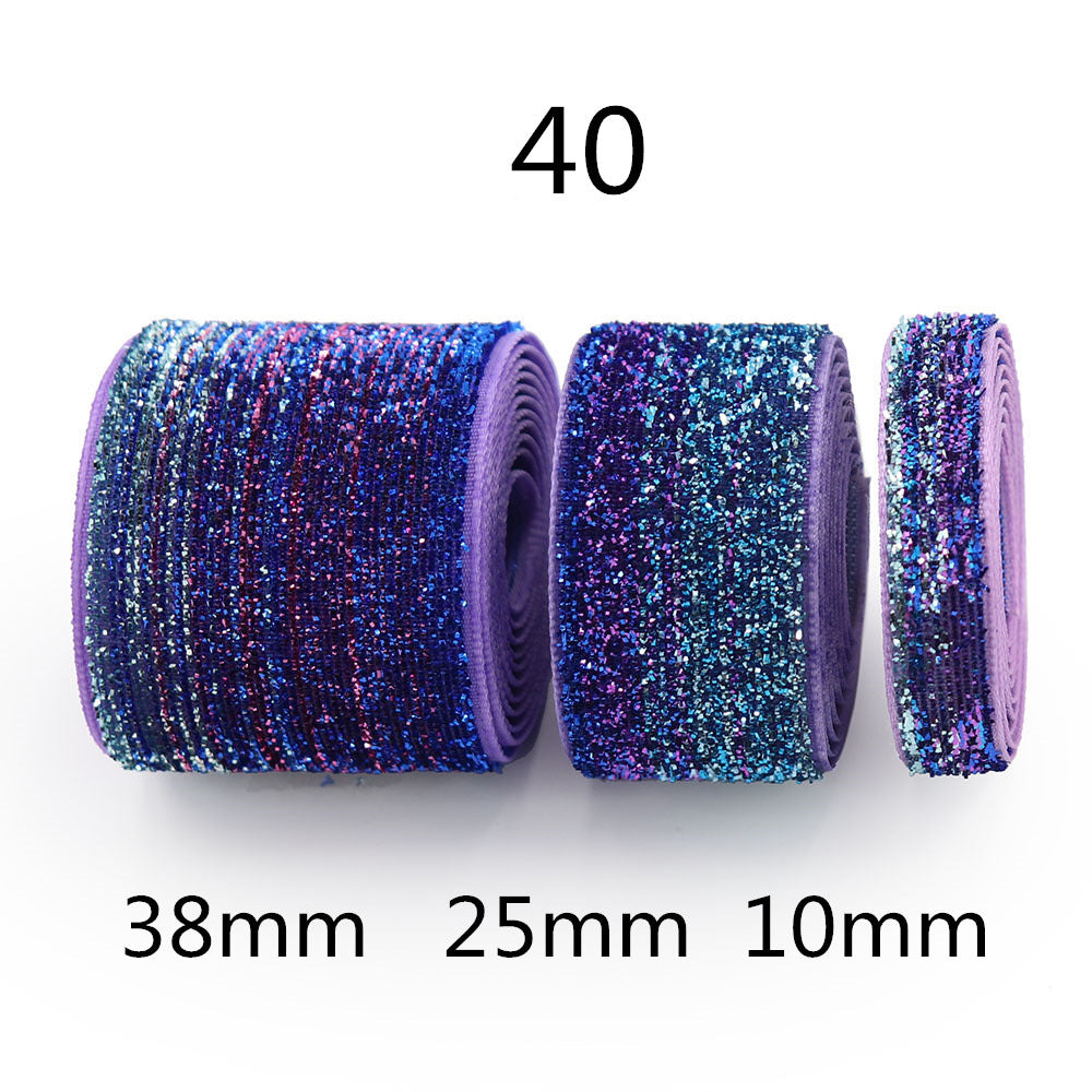 10/25/38mm gradient chenille sparkle ribbon, style 40; purple/blue with sparkle flecks