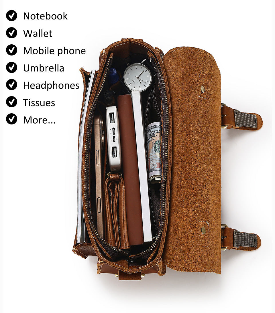 Men's Genuine Leather Crossbody Bag Shoulder Sling Bag