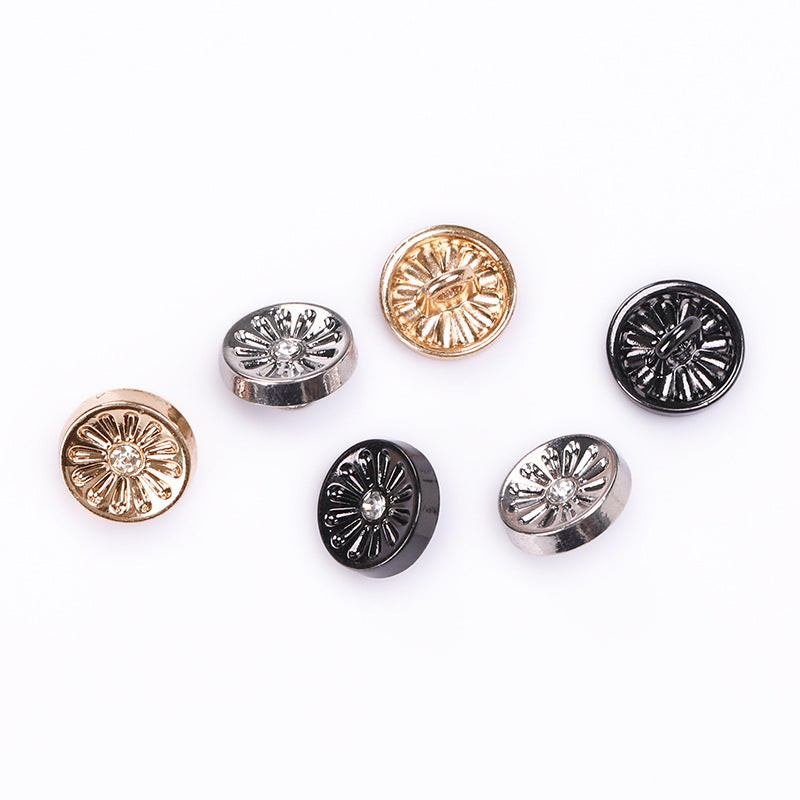 Runde Strass-Metallknöpfe mit Schaft, gemischte Farben, 10,5 mm