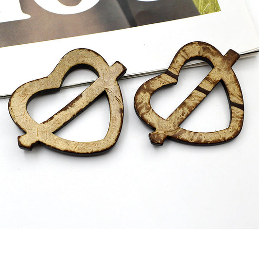 Heart-Pierced Arrow Natural Coconut Shell Decorative Buttons 10PCS