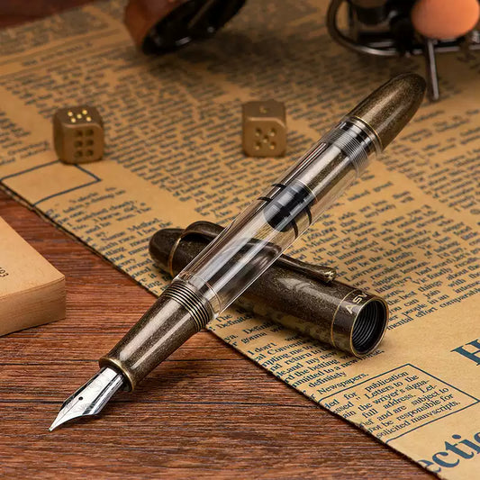 Asvine P30 Torpedo Vintage Brass & Resin Fountain Pen | Piston Filling | Retro Design