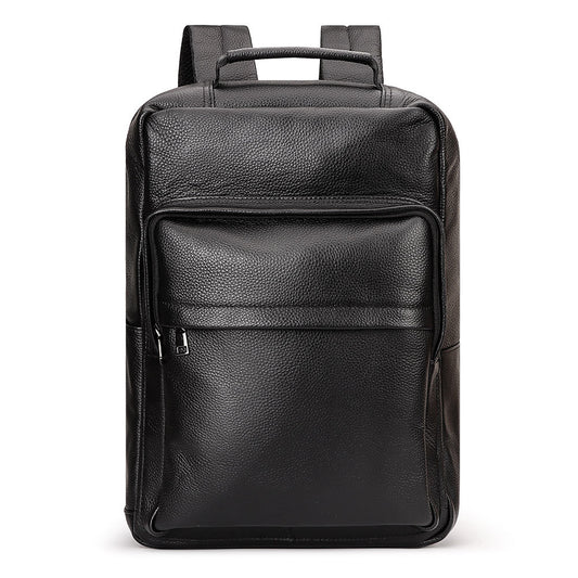 Black Genuine Leather Business Laptop Men's Backpack
