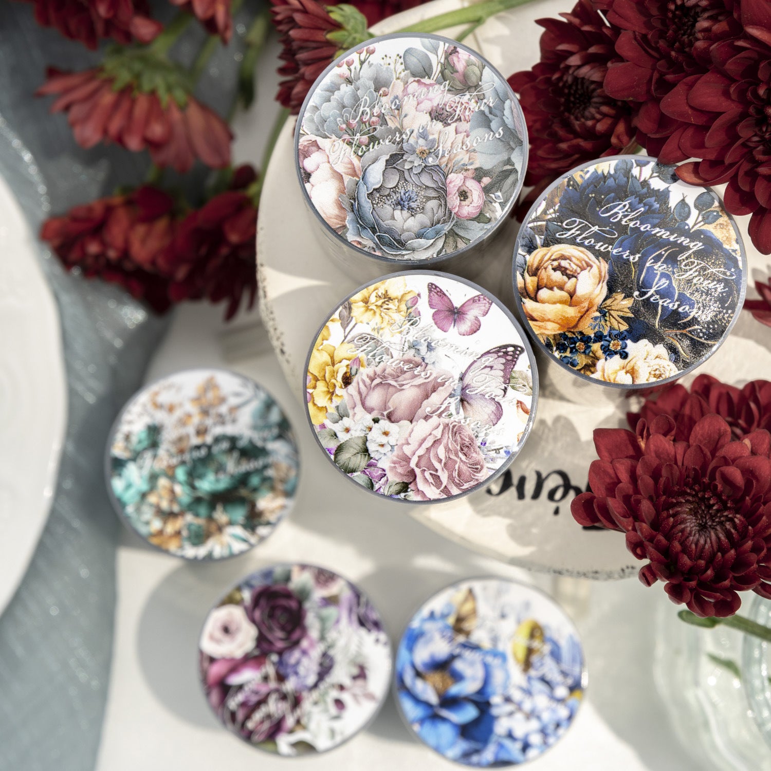 6 Roll Floral Seasons PET Tape for Journaling Scrapbooking DIY Decor