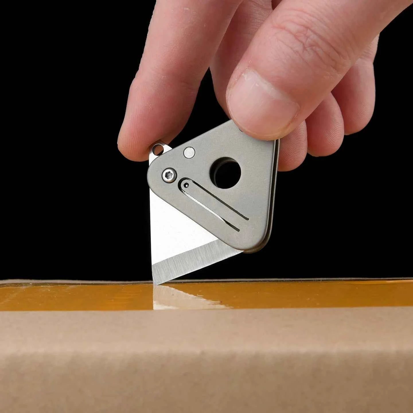 Mini Titanium Handle Triangle Folding Knife Box Cutter