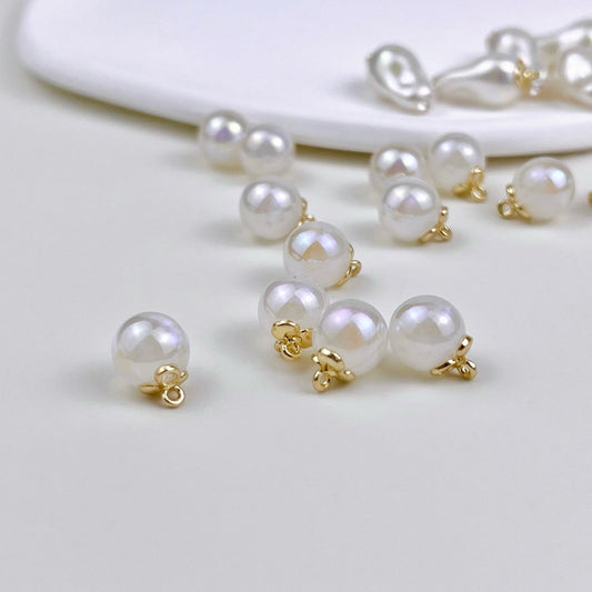 Baroque Pearl Shaped Metal Buttons for Chiffon Shirts Blouses 10pcs
