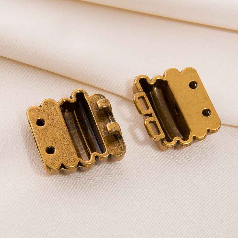 Antique bronze piano key belt buckle clasp, metal plates with two mounting holes