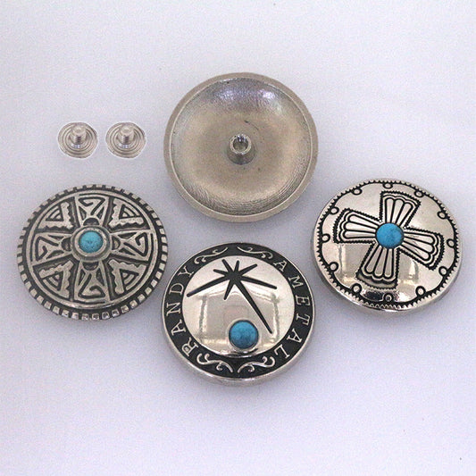 Turquoise Metal Stud Buttons for Belts Bag Clothing 50 Pack(10 Styles)