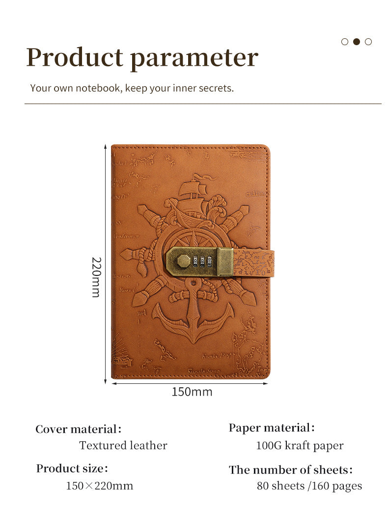 A5 Journal Retro Password Notebook Relief Sculpture
