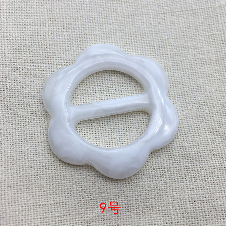 25mm resin flower buckle button, Style 9, light gray smooth open-frame design
