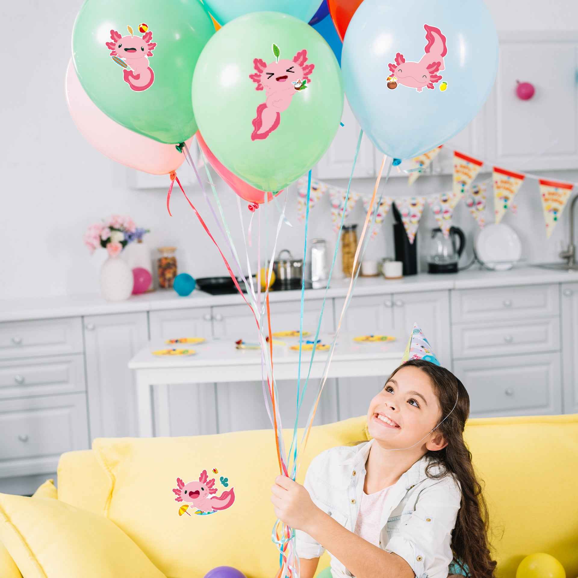 Make a Face Cartoon Axolotl Animal DIY Stickers for Kids 24 Sheets