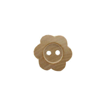Natural wood plum blossom 2-hole button for kids shirts, light tan