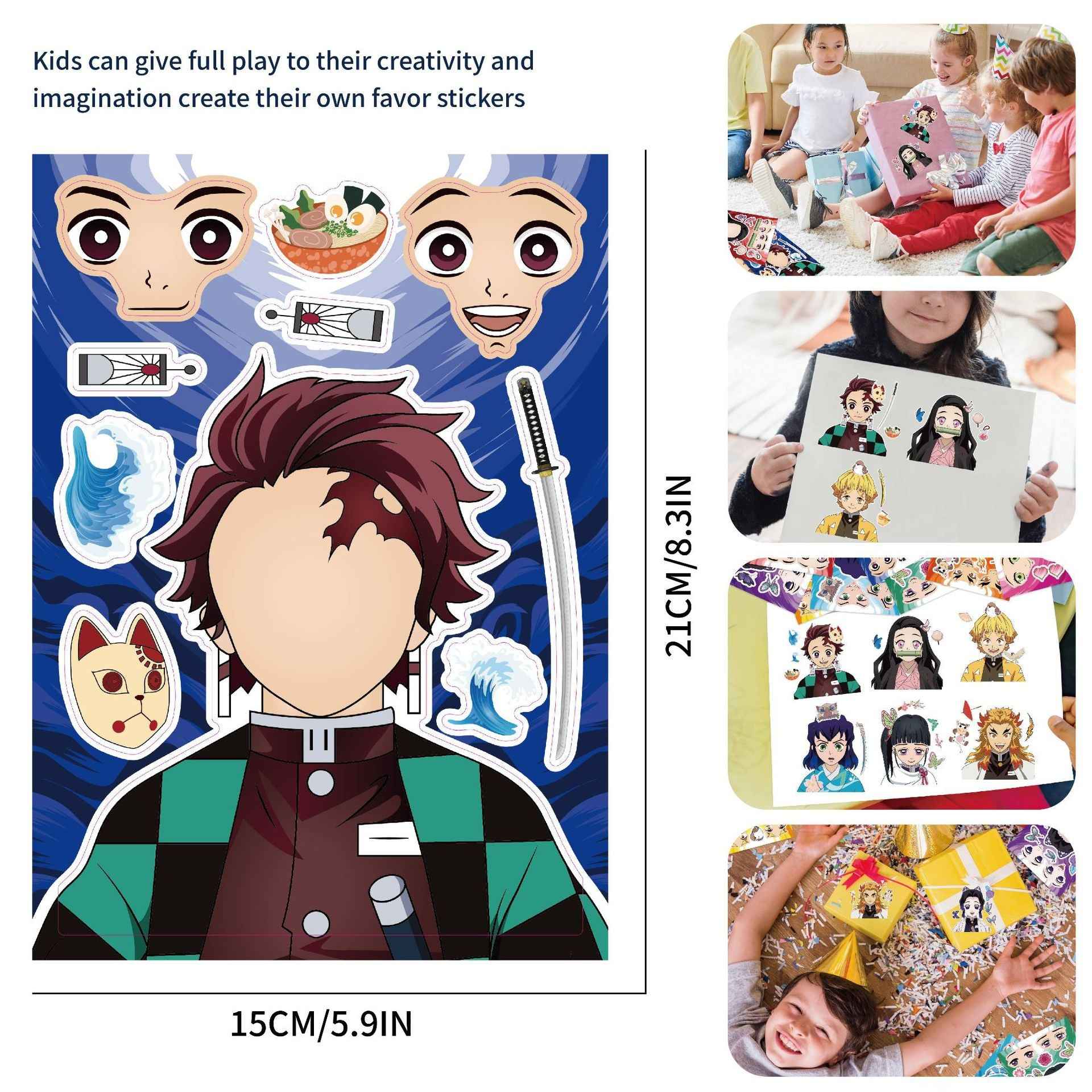 Make a Face Anime Demon Slayer: Kimetsu no Yaiba Stickers for Kids 24 Sheets