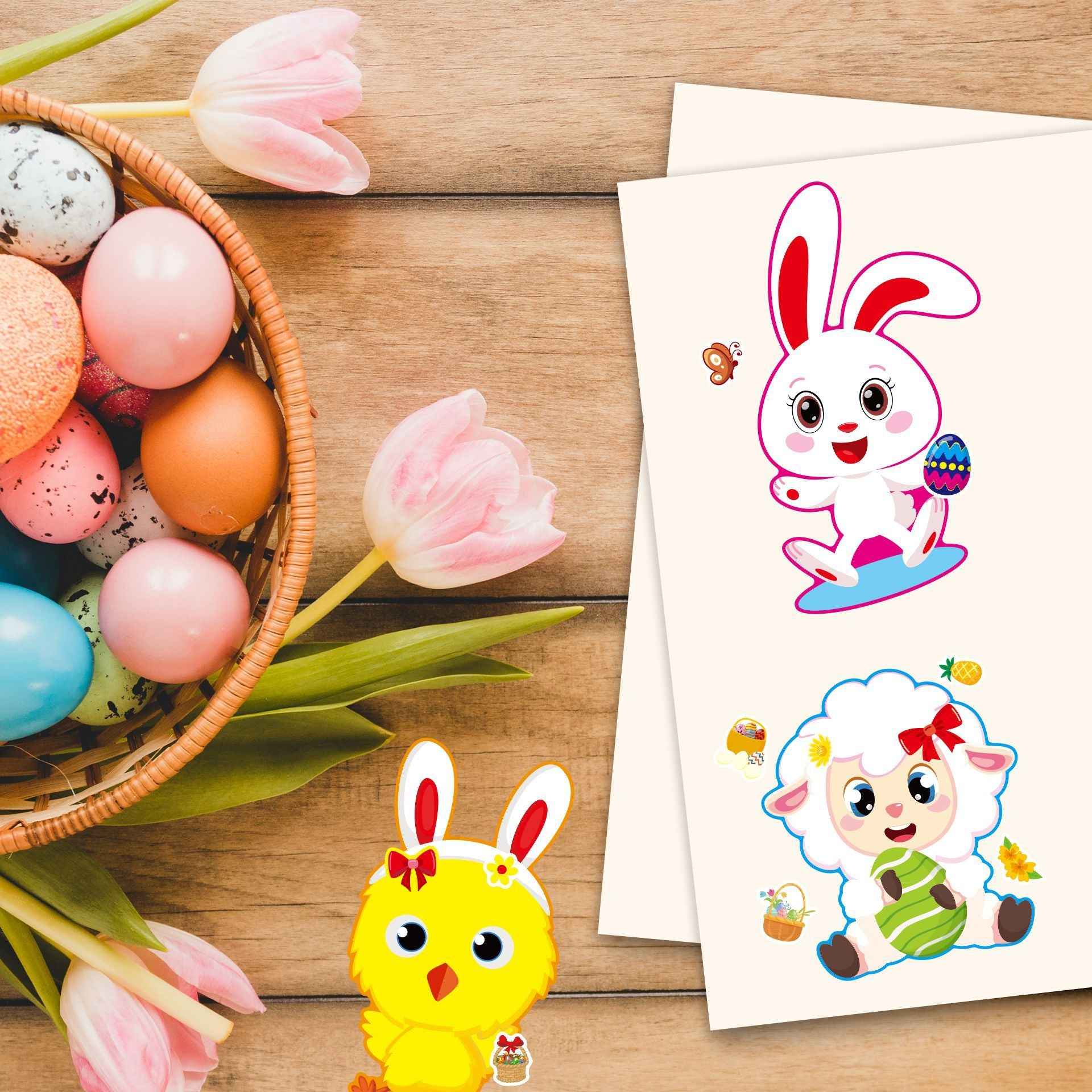 Make a Face Cartoon Easter Rabbit DIY Stickers for Kids 24 Sheets