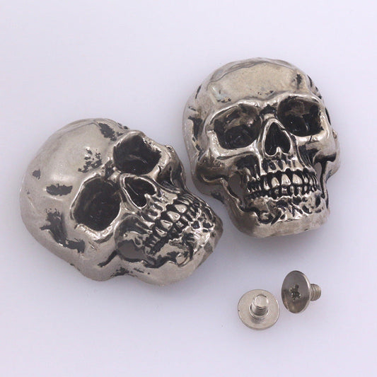 35mm Vintage Skull Alloy Stud Buttons for Wallets Belts 50pcs