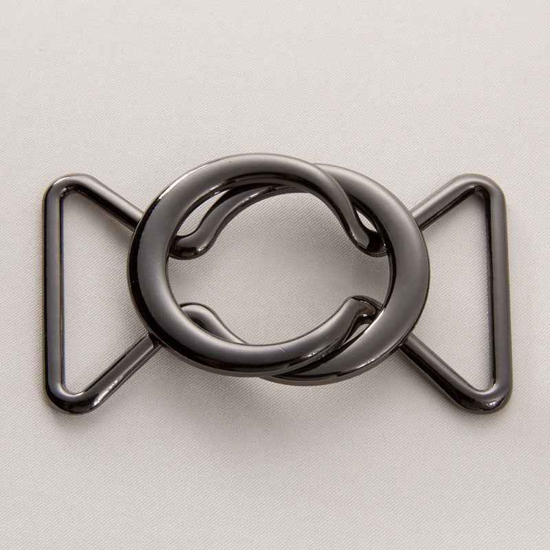 Gunmetal metal coat belt buckle clasp with round ring, adjustable waist