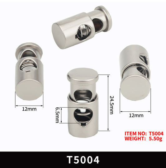 Flat Cylinder Single-Hole Metal Spring Drawstring Lock Cord Stopper – 20Pcs