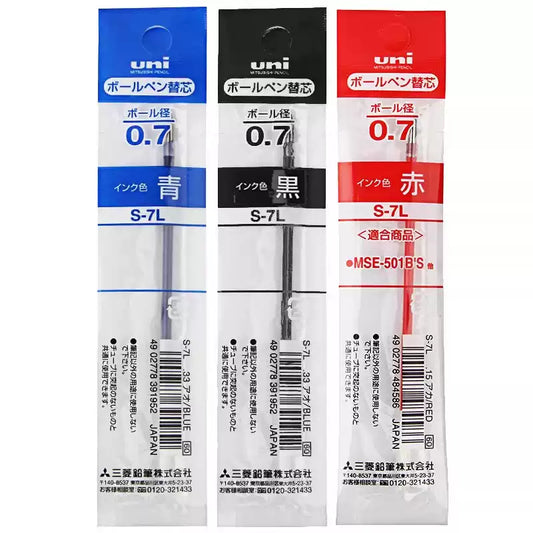 Uni S-7L Ballpoint Pen Refill - 0.7mm - Black/Red/Blue