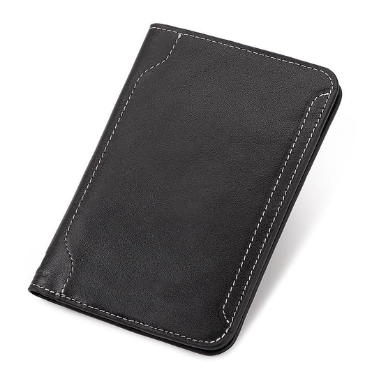 Top Grain Leather Passport Holder Travel Document Wallet Black