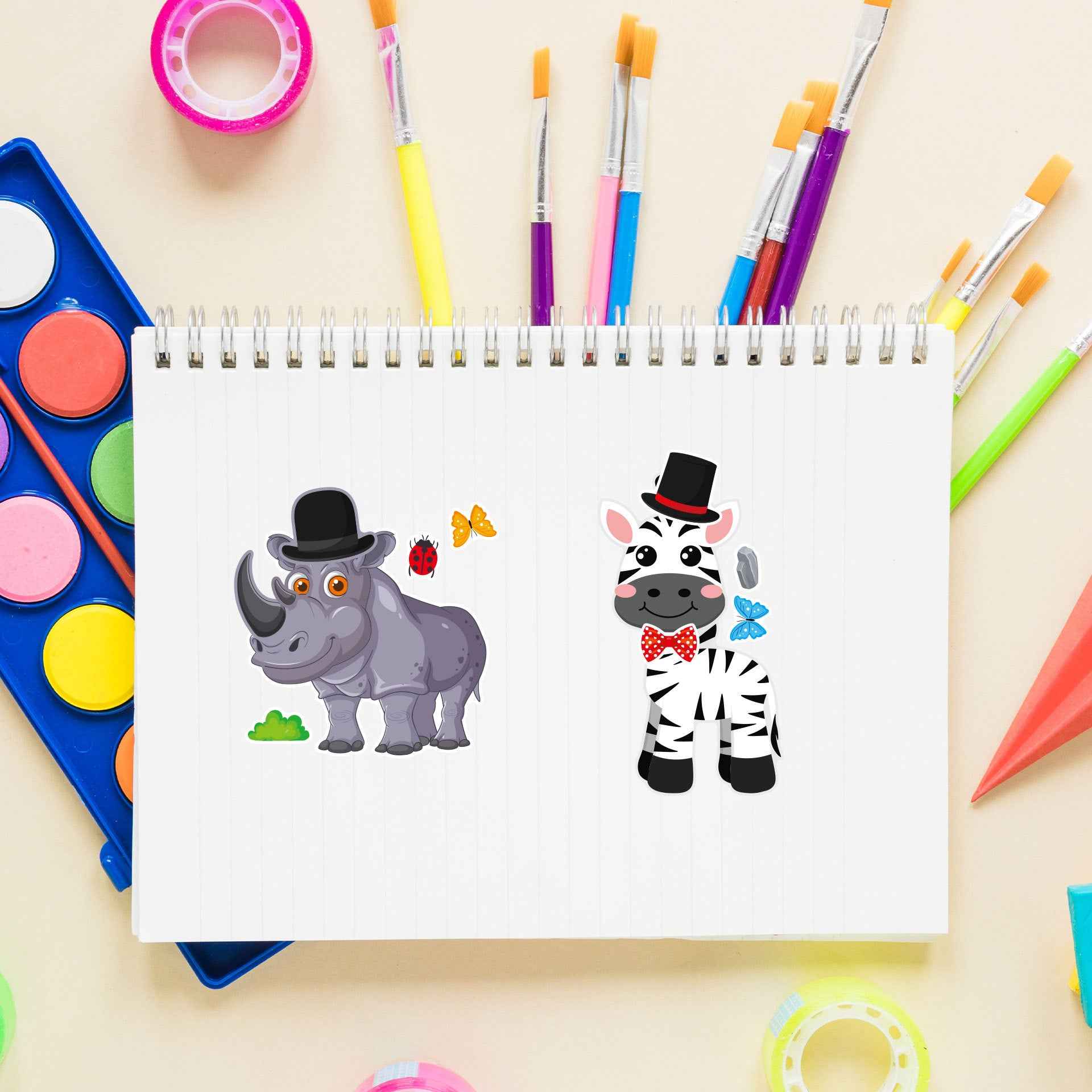 Make a Face Cartoon Animals Stickers for Kids 24 Sheets