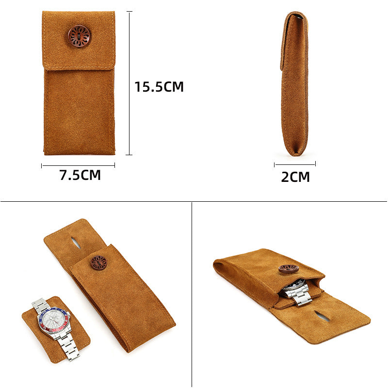 Vintage Watch Pouch – Handcrafted Suede Leather Single Watch Bag