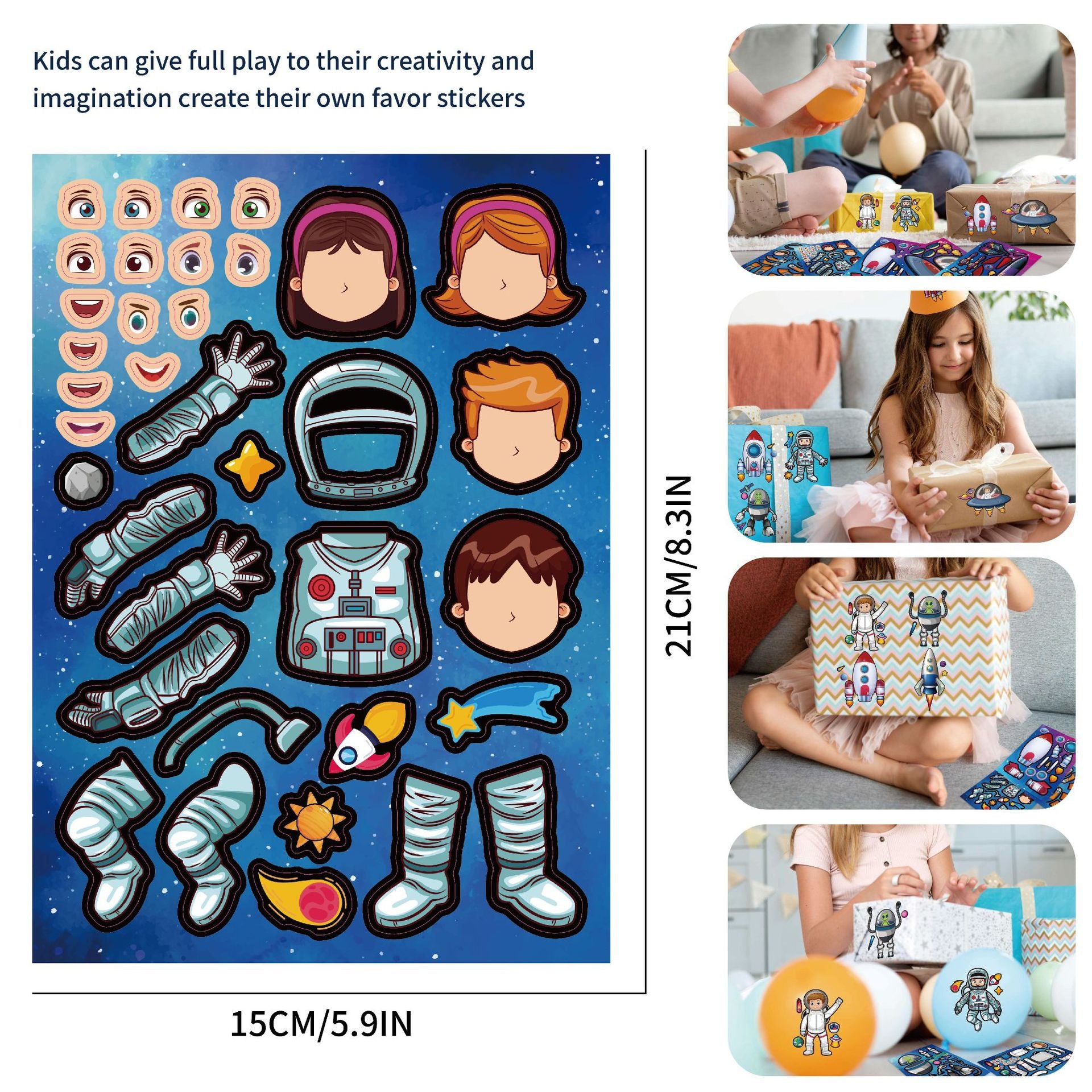 32 Sheets Universe Theme Make Your Own Stickers for Kids