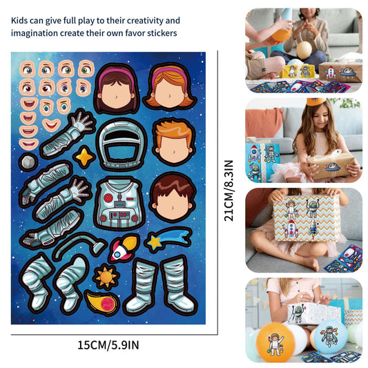 32 Sheets Universe Theme Make Your Own Stickers for Kids