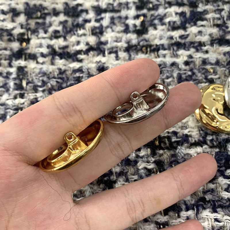 Hollow metal shank button backs, gold finish, oversized 30/35/40mm
