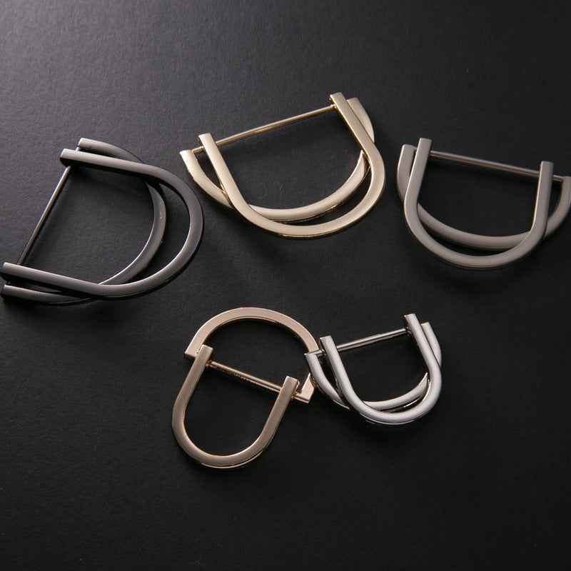 Assorted double D-ring buckle set in multiple colors, metal adjustable belt fasteners