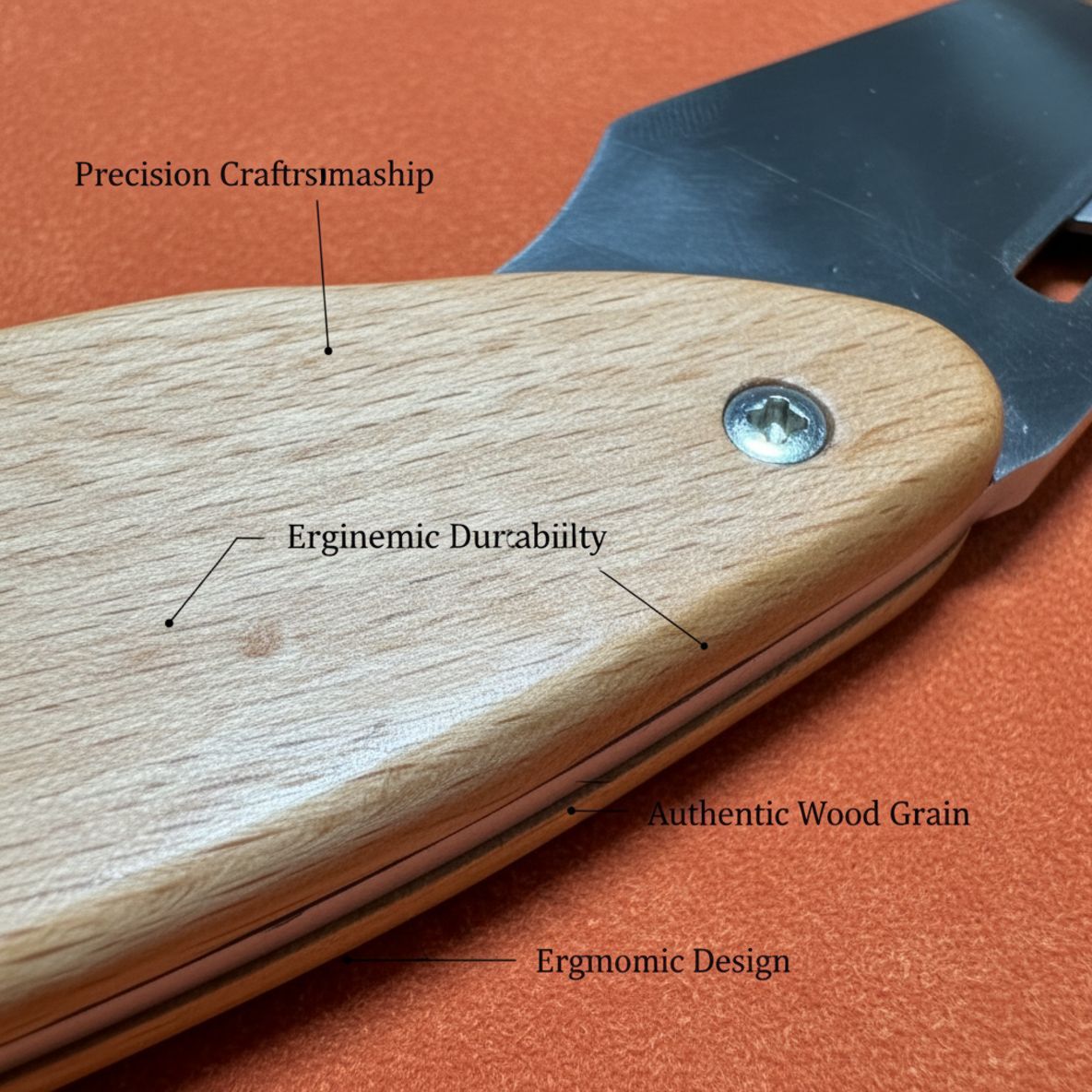 Professional Leather Skiving Knife Wooden Handle 152mm Stainless Steel