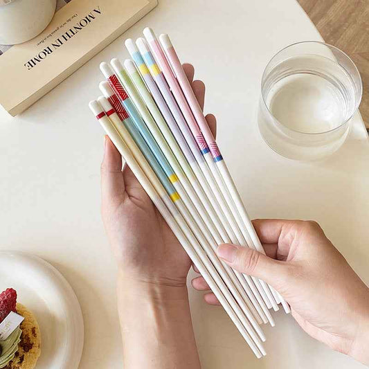 5 Pairs Ceramic Bone Porcelain Chinese Chopsticks Macaron Color