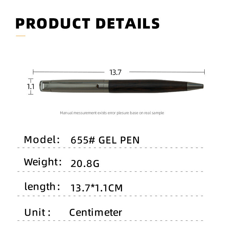 Natural Wood & Black Titanium Rollerball Pen 10-Pack