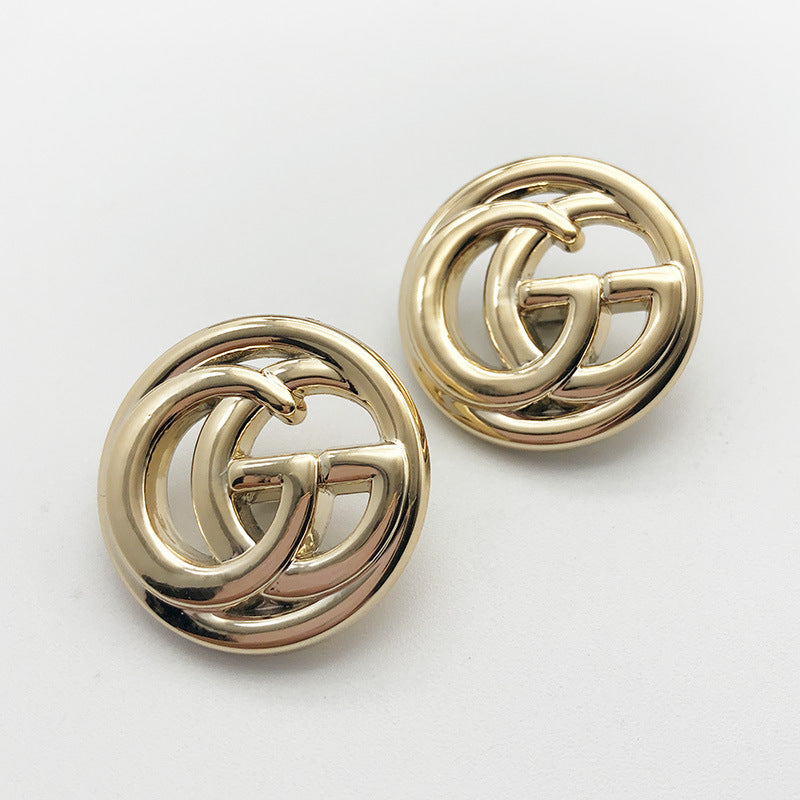 18/21/25mm vintage double G shank plastic buttons, gold finish (2 pcs view)