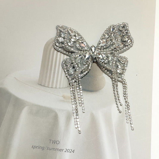 Silver Rhinestone Butterfly Shoe Clip Self-Adhesive Applique 5 Pack