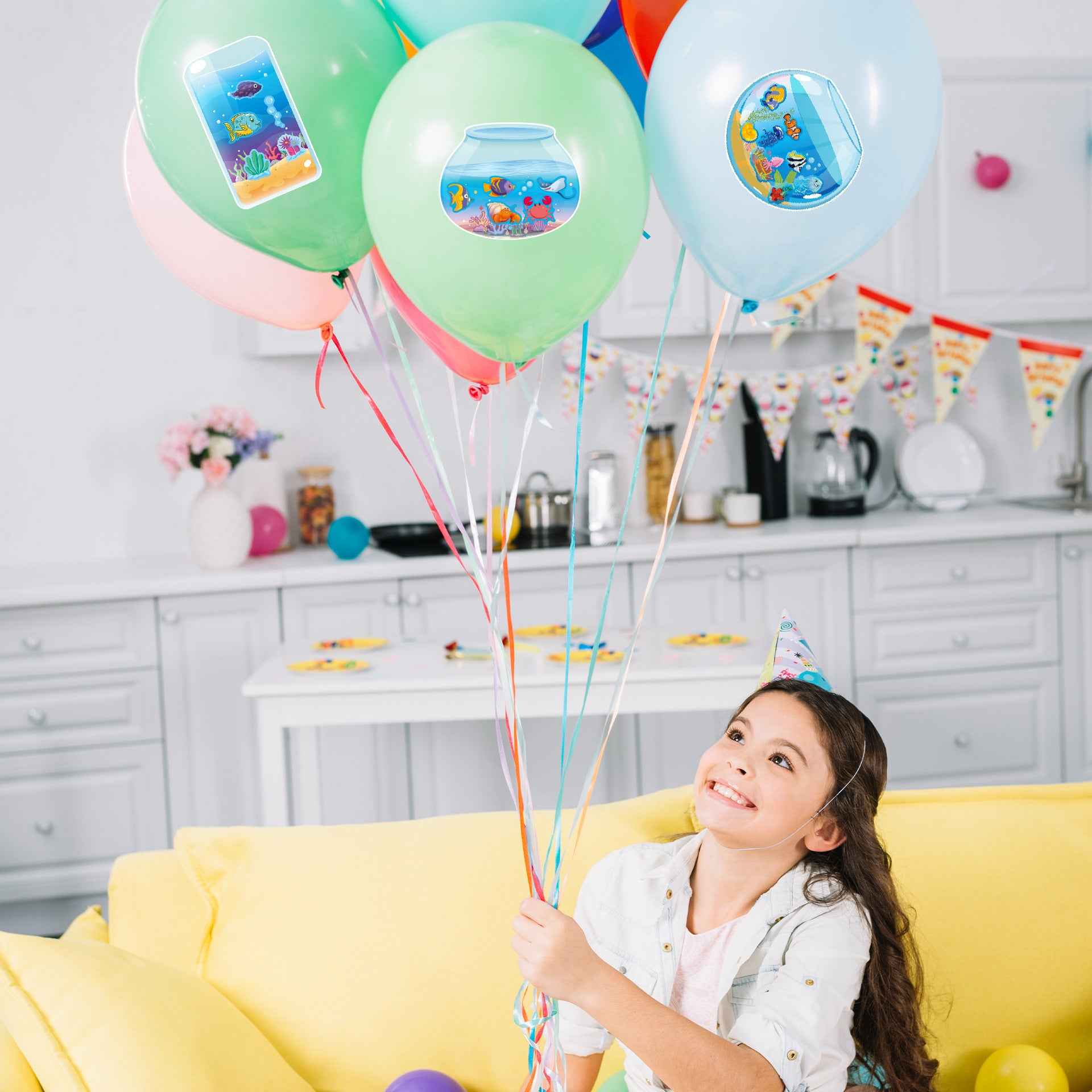 Make a Face Aquarium Fish Tank Stickers for Kids 24 Sheets