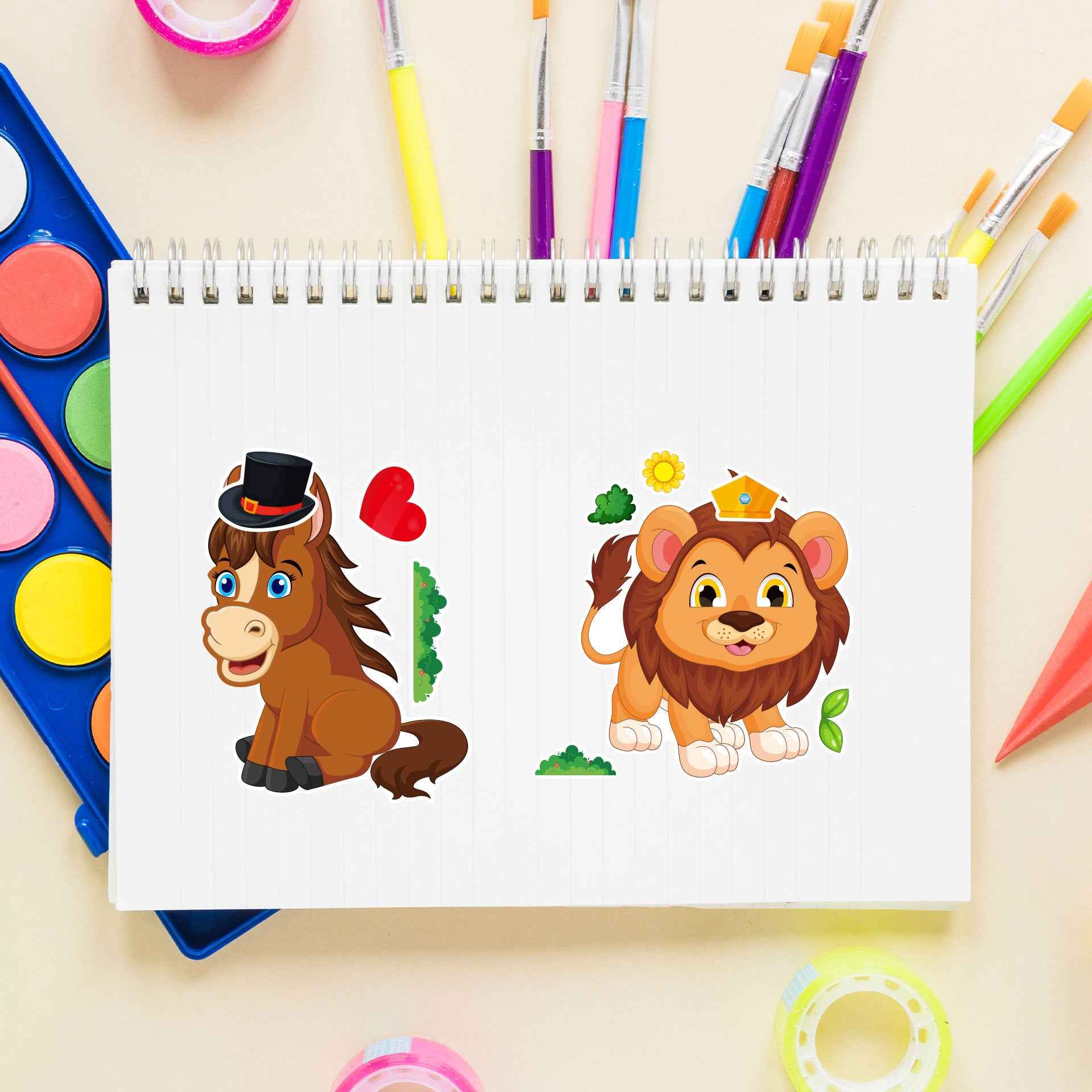 Make a Face Cartoon Animal Zoo DIY Stickers for Kids 24 Sheets