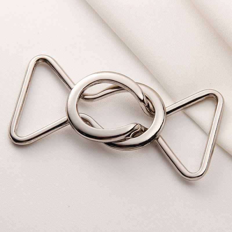 Silver metal coat belt buckle clasp with round ring, adjustable waist, set of 20
