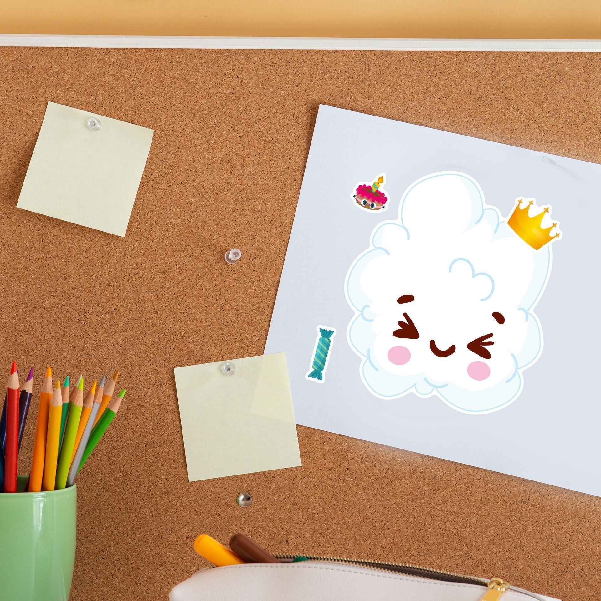 Make a Face Marshmallow Cotton Candy Stickers for Kids 24 Sheets