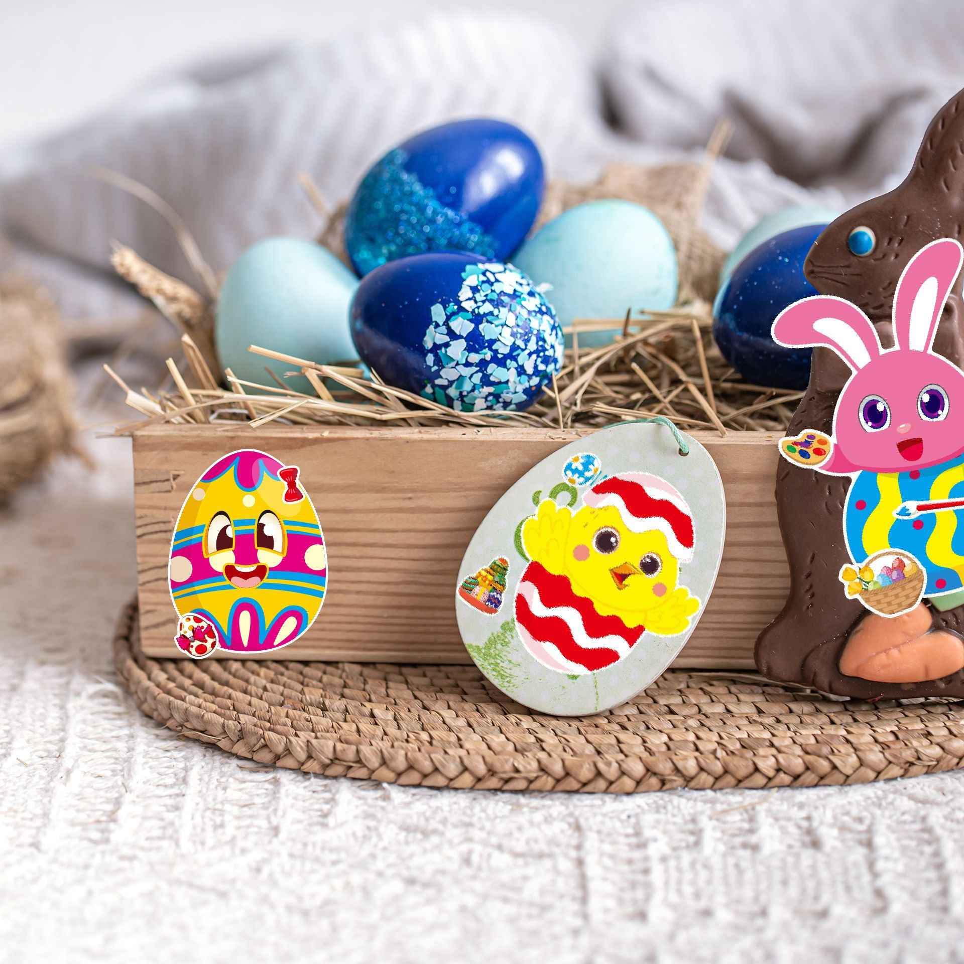 Make a Face Cartoon Easter Rabbit DIY Stickers for Kids 24 Sheets