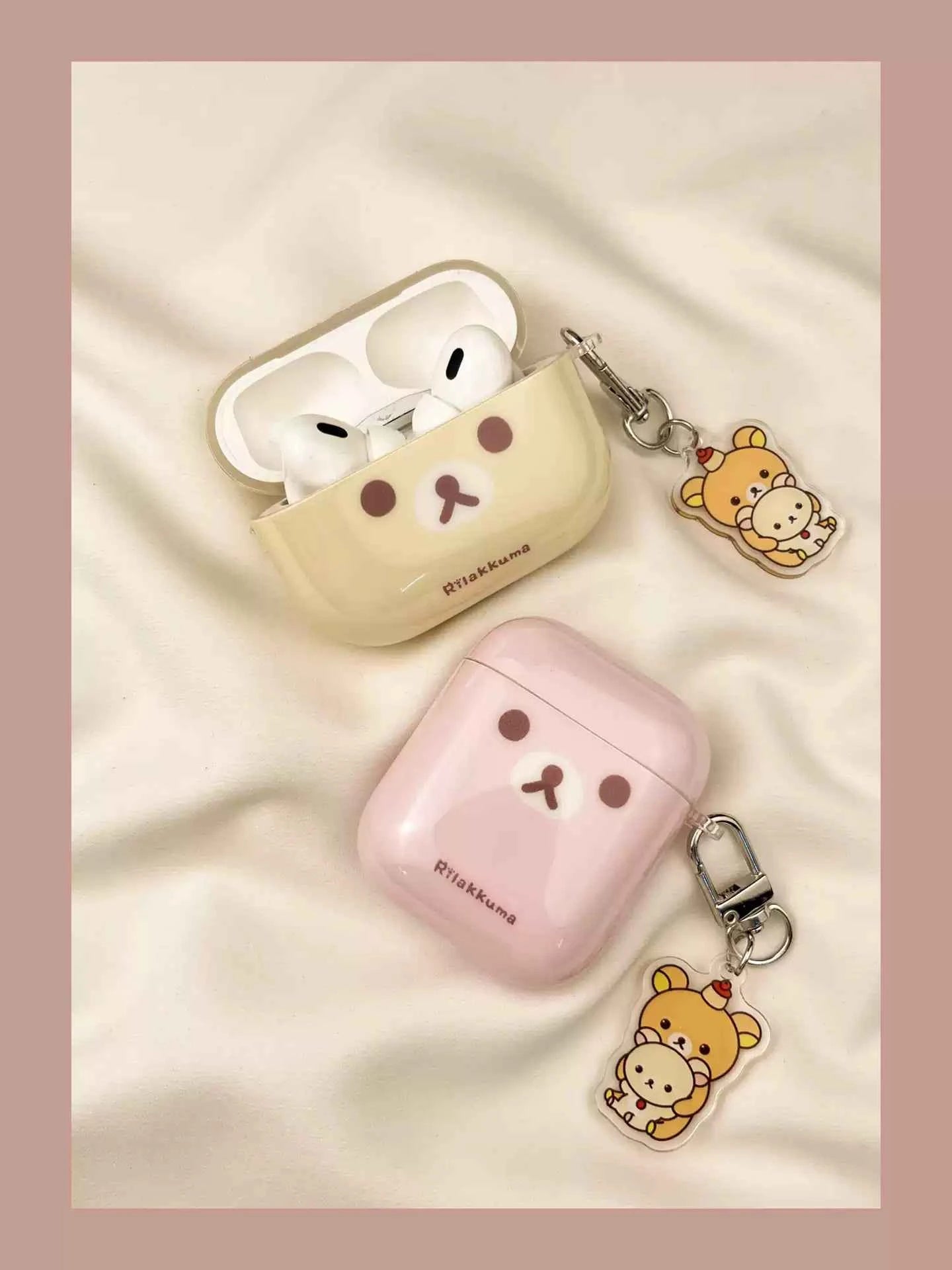 Pink & Yellow Cartoon Rilakkuma AirPods Case