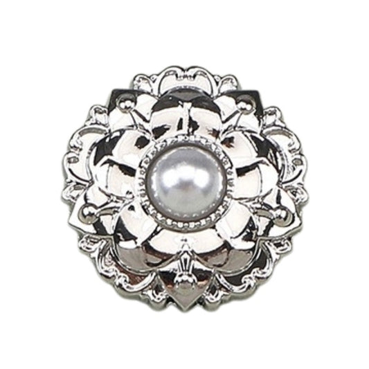 18/23MM White &Gold Peony Pearl Metal Buttons 20pcs Silver