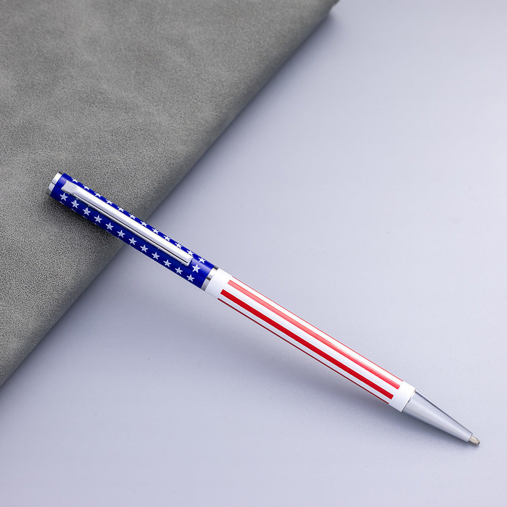 American Flag Metal Ballpoint Pen 10-Pack 1.0mm Black Ink 10 Silver