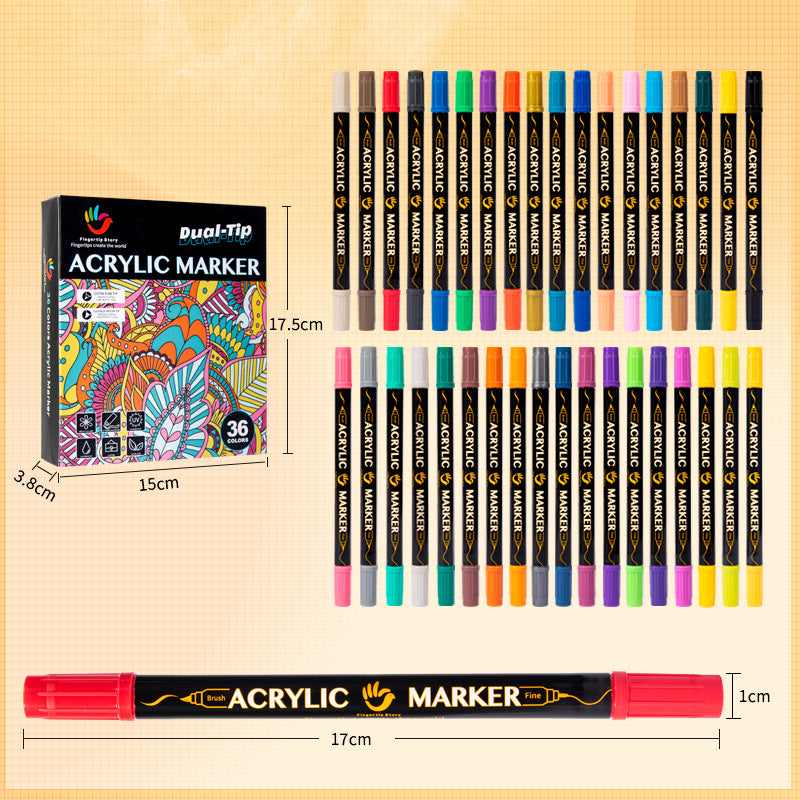 36 Colors Acrylic Paint Bursh Marker Dual Tip Pens
