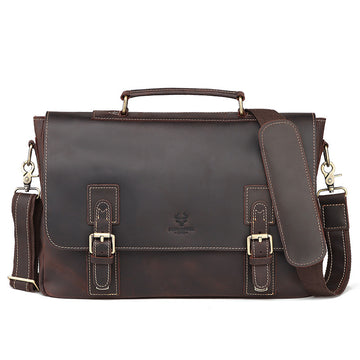 Vintage Brown Genuine Leather Briefcase for Men