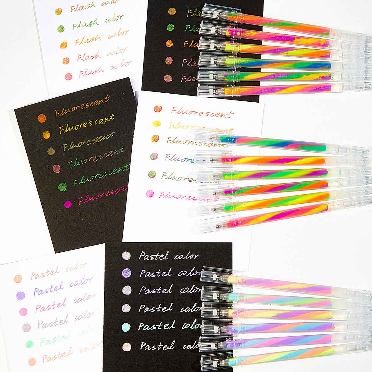 SHANDS 18 Colors Magic Rainbow Gel Pens with Glitter Neon Pastel