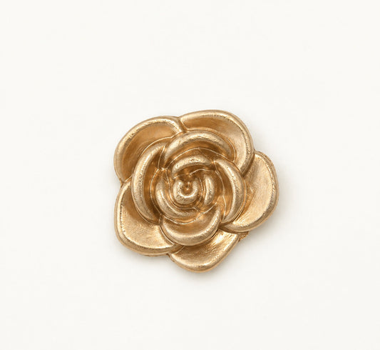 Metal rose-flower shank button, sand gold finish