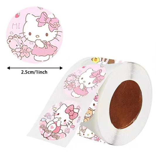 1000pcs Cute Hello Kitty Stickers,1 Inch Pink