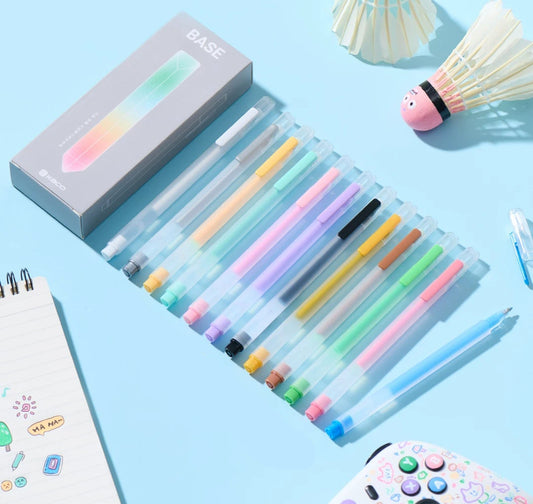 KACO BASE Acrylic Ink Gel Pen | 0.8mm Art & Journal Pen | 12-Color Set